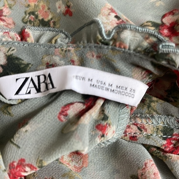 ZARA Women's Floral Long Sleeve Ruffle Neck Blouse Size M - Picture 8 of 9